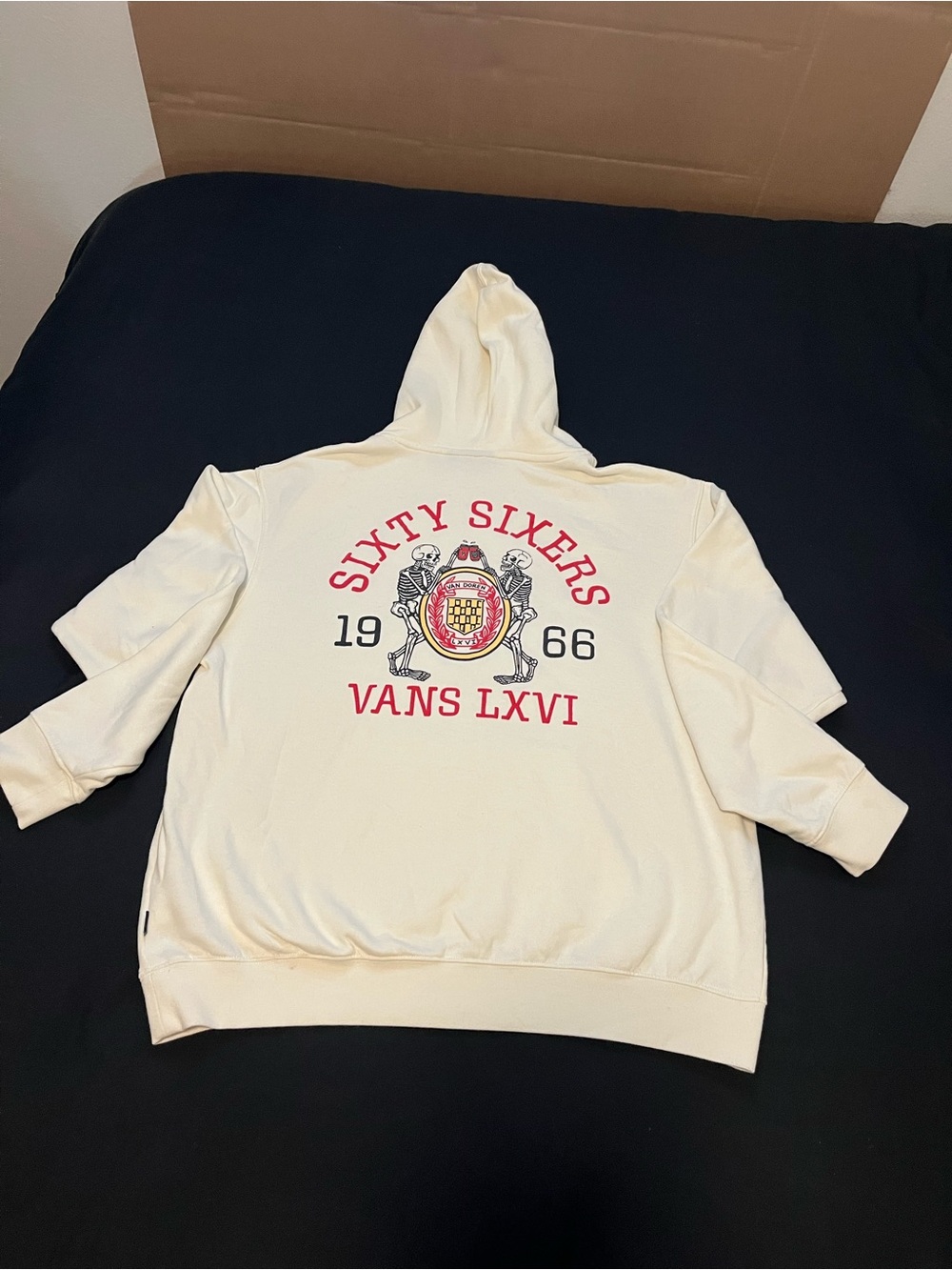 Vans Cream Turtleneck Sweater with Red Graphic Crest